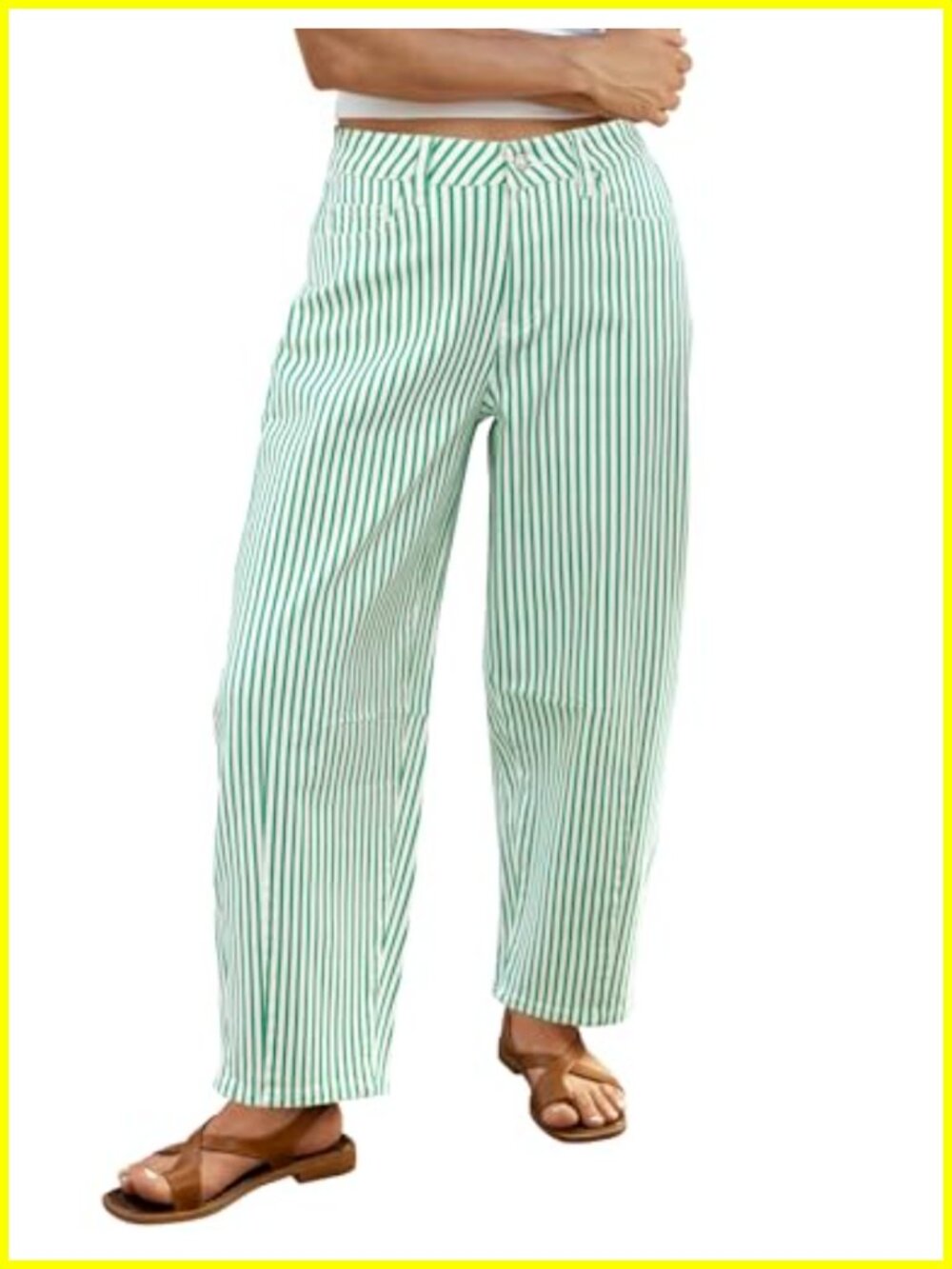 Barrel Jeans for Women High Waisted Wide Leg Striped Cropped Denim Pants